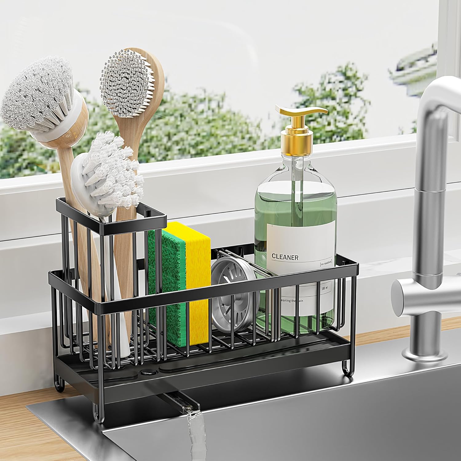 Cisily Black Sponge Holder for Kitchen Sink Cisily Black Sponge Holder for Kitchen Sink